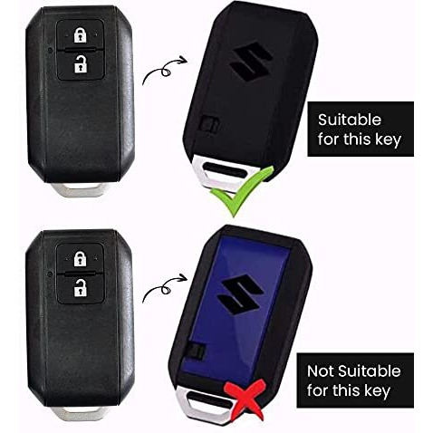 Keyzone Leather Tpu Key Cover Compatible For Suzuki Fronx, Jimny, Grand Vitara, Brezza, Swift, Baleno. Ertiga, Xl6, Ignis. Dzire 2 Button Smart Key (Black)