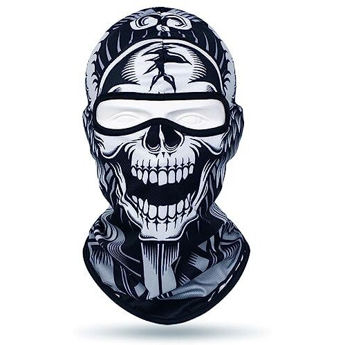 Optifit Black Balaclava Fun Skull Face Mask Outdoor Windproof All Cover Hat Quick Dry Face Mask Hat Motocycle Riding Gear Sun Portection Balaclava Face Mask For Outdoor Activities