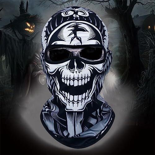 Optifit Black Balaclava Fun Skull Face Mask Outdoor Windproof All Cover Hat Quick Dry Face Mask Hat Motocycle Riding Gear Sun Portection Balaclava Face Mask For Outdoor Activities