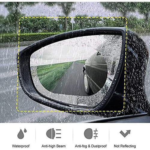 Car Mirror Rain Guard, Bowiemall 2Pcs Car Rearview Mirror Film, Rainproof Waterproof Car Mirror Sticker, Mirror Film Anti Fog Nano Coating Car Film For Car Mirrors