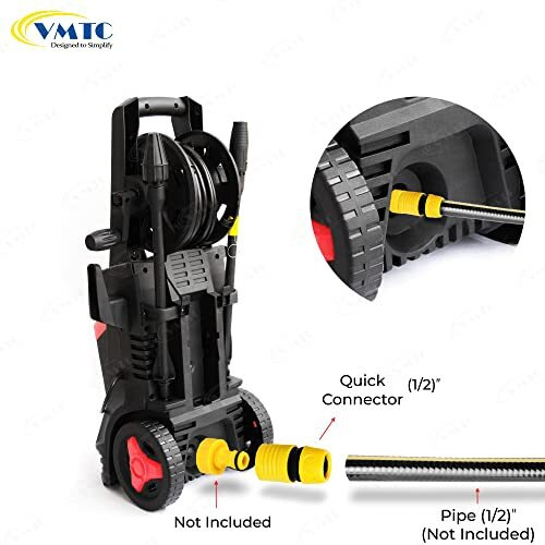 Vmtc Quick Connector Set (1/2") 2-Piece Kit For Gardening & High-Pressure Car Washers (Compatible With Karchre K1-K7, Bosch Aqt, Black & Decker, Hbertt, And More)