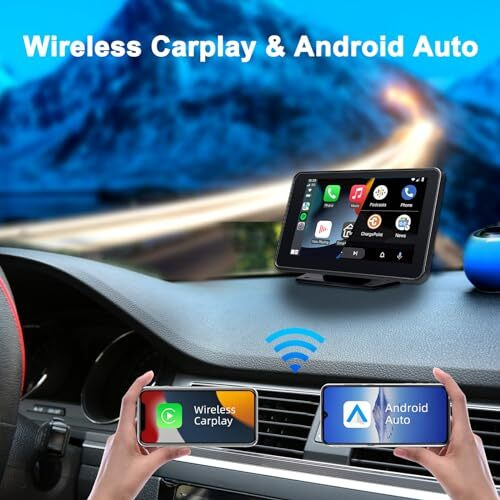 Plimpton 2025 Upgraded Portable Carplay Android Auto Screen For Car, 7 Inch Ips Touch Screen Wireless Car Play Driveplay Multimedia Player With Voice Control, Bt, Mirror Link For All Vehicle