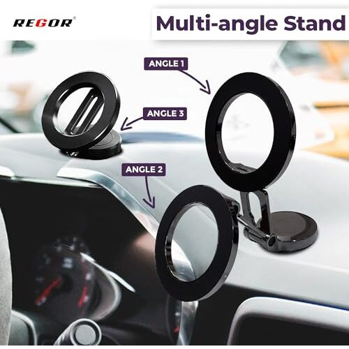 Regor Magnetic Phone Holder For Car Dashboard | Hands-Free Mag-Safe Phone Holder | 360 Adjustable Car Mount Mobile Stand | Cell Phone Stand For All Smartphones Iphone Android  Black