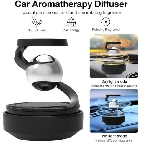 Solar Car Air Freshener | Rotating Car Dashboard Perfume Diffuser, Auto Dashboard Aroma, Long-Lasting Scent, Eco-Friendly, Decoration For Car Interior | Solar-Powered Aromatherapy Car Air Freshener