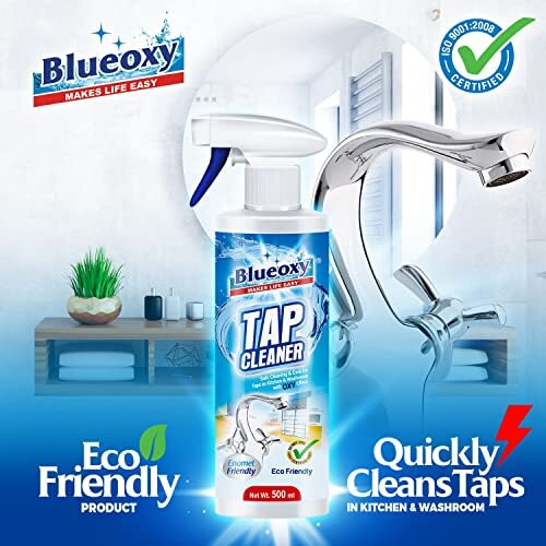 Herbo Pest Blueoxy Tap Cleaner & Shiner Limescale Remover Tub Delimer Scale Away Removes Oxidation Rust, Calcium Iron Deposit Washroom Accessories Cleaner Ecological Formulation500 Ml Rtu Spray Qty 2