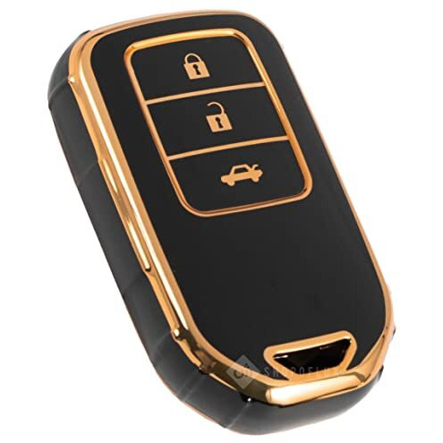 Shopoflux Tpu Key Cover Compatible For Honda Elevate | City | Amaze | Wrv | Crv | Jazz | 3 Button Smart Key (Black)