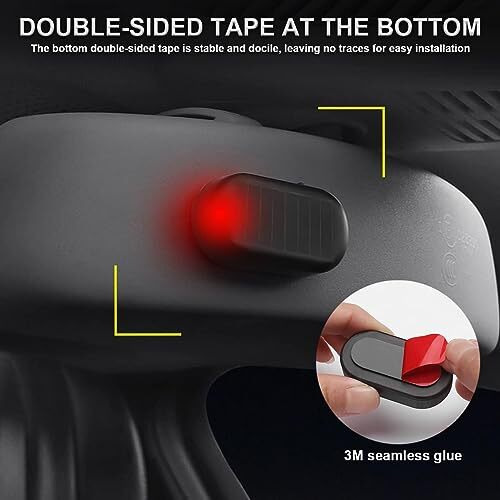 Car Solar Power Simulated Dummy Alarm, Anti-Theft Led Flashing Security Light Fake Lamp, Automotive Warning Interior Safety Lights With Usb Charger Port, Car Accessories Universal For Most Cars (Red)