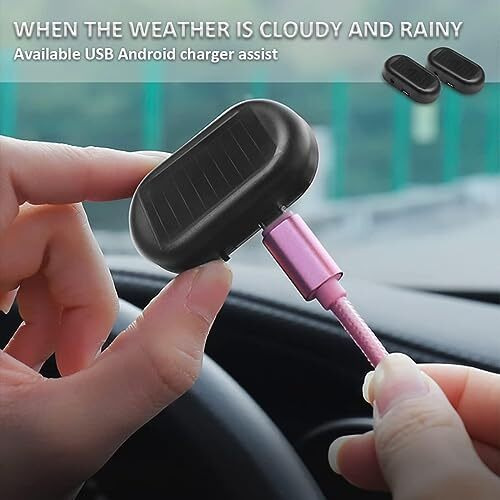 Car Solar Power Simulated Dummy Alarm, Anti-Theft Led Flashing Security Light Fake Lamp, Automotive Warning Interior Safety Lights With Usb Charger Port, Car Accessories Universal For Most Cars (Red)
