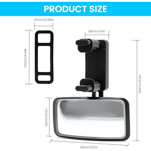 Sthira Baby Car Mirror Wide-Angle Hd Glass Car Rear View Mirror 360 Adjustable Car Vanity Mirror Clip-On Rearview Mirror For Car Baby Car Mirror For Safe Driving Universal Fit For Cars, Suvs