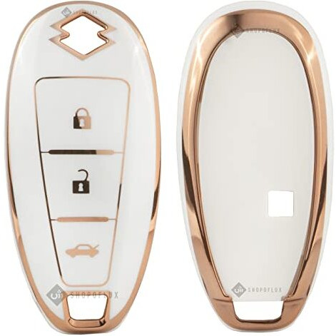Shopoflux Tpu Key Cover Compatible With Baleno, Breeza, S Cross, Ciaz, Swift 3 Button Smart Key (White)