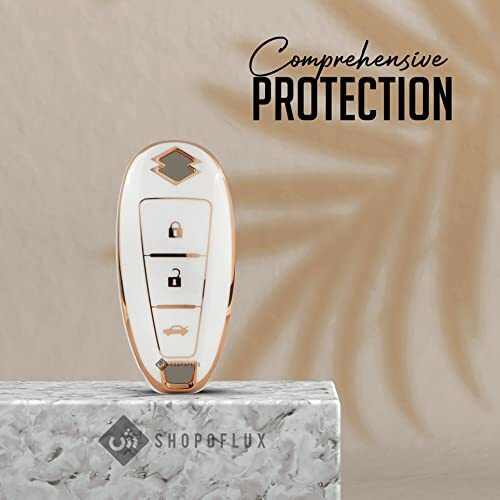 Shopoflux Tpu Key Cover Compatible With Baleno, Breeza, S Cross, Ciaz, Swift 3 Button Smart Key (White)