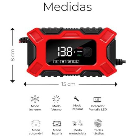 24V/4A, 12V/8A Car Battery Charger, Pulse Repair Charger, Lcd Touch Display, Overload And Overheat Protection, Cars, Motorcycles, Atvs, Rvs, Boat Suv And More