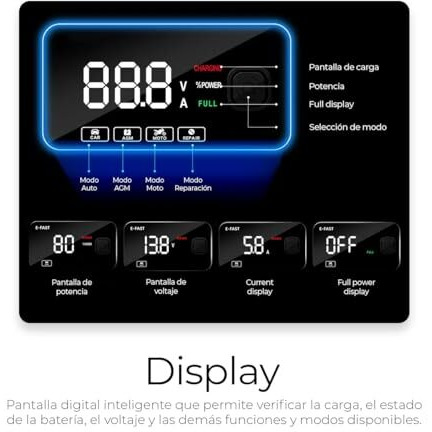 24V/4A, 12V/8A Car Battery Charger, Pulse Repair Charger, Lcd Touch Display, Overload And Overheat Protection, Cars, Motorcycles, Atvs, Rvs, Boat Suv And More