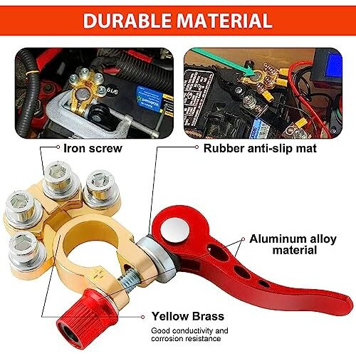 Zibuyu Car Battery Terminal Clamp Quick Release Terminal Clip Adjustable Terminal Connector Kit With Accessories Applicable To Sae/Jis A Type Terminal Post, Compatible With Cars Trucks And More