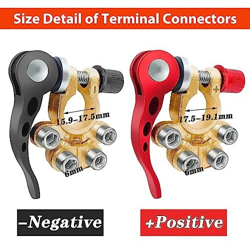 Zibuyu Car Battery Terminal Clamp Quick Release Terminal Clip Adjustable Terminal Connector Kit With Accessories Applicable To Sae/Jis A Type Terminal Post, Compatible With Cars Trucks And More