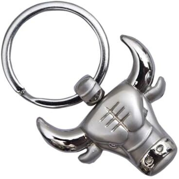 Gct Angry Bull Face Metal Keychain For Car Bike Men Women Keyring (Silver)