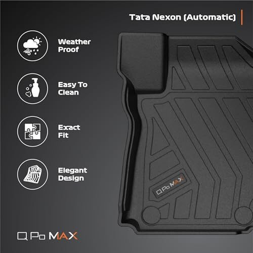 Q Po Nexon Automatic (Max) Jan22-Till Date Tpe Car Floor Mat |Anti Slip All Weather Mats For Nexon (Automatic) (Black)