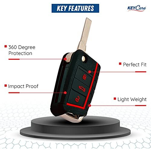 Keycare Silicone Key Cover Compatible For Skoda Kylaq, Slavia, Kodiaq, Kushaq, Octavia, Karoq, Superb 3 Button Flip Key (Black)