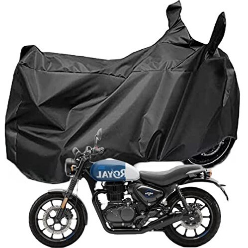 Auto Hub Waterproof Bike Cover Compatible With Re Hunter 350 With Mirror Pocket, Hunter 350 Waterproof Bike Cover- Zed Black - 1 Unit