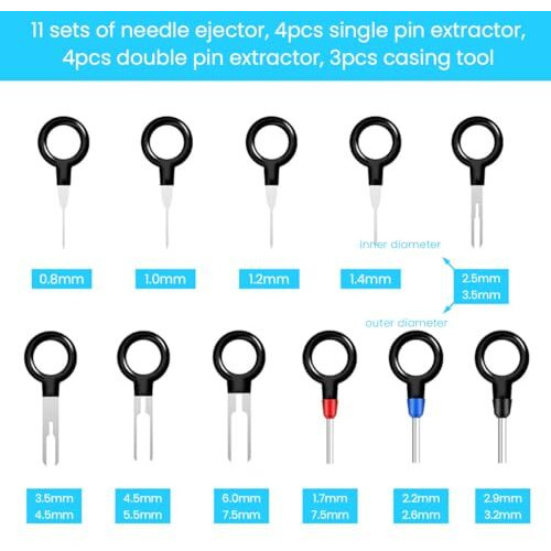 Sthira 80Pcs Terminal Removal Tool Kit, Full Size Metal Pin & Blade Extractors With Durable Bag, Universal Connector Pin Removal Tool, Reusable Car Repair Tools For Cars, Motorcycles & Appliances