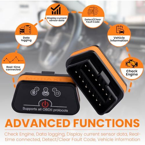 Modaxe Commercial Vehicles Smart V2.2 Obd Ii Scanner With Bluetooth 4.0 - Compatible With Android & Apple Ios