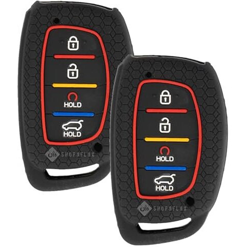 Shopoflux Silicone Key Cover Compatible With Hyundai Alcazar And Creta 2023 2024 Car 4 Button Smart Key (Pack Of 2)