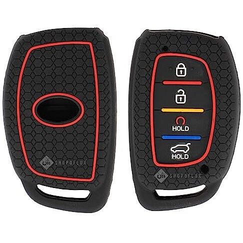 Shopoflux Silicone Key Cover Compatible With Hyundai Alcazar And Creta 2023 2024 Car 4 Button Smart Key (Pack Of 2)