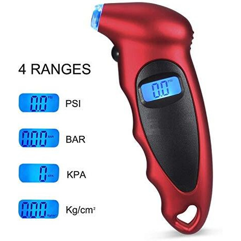 Hsr Car Accessories Digital Tyre Pressure Gauge 150 Psi 4 Settings For Car Truck Bicycle With Back Lit Lcd And Non-Slip Grip