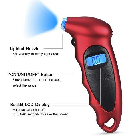 Hsr Car Accessories Digital Tyre Pressure Gauge 150 Psi 4 Settings For Car Truck Bicycle With Back Lit Lcd And Non-Slip Grip