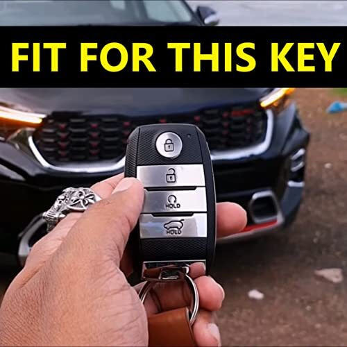 Shopoflux Tpu Key Cover Compatible With Kia Seltos | Sonet | Carens 4 Button Smart Key (Black & White Pack Of 2)