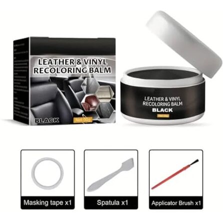 Kriq Leather Recoloring Balm - Black Kit For Furniture, Couch, Car Seats, Sofa - Restorer, Scratches And Faded Remover, Polish, Paint For Shoes, Purse, Bags