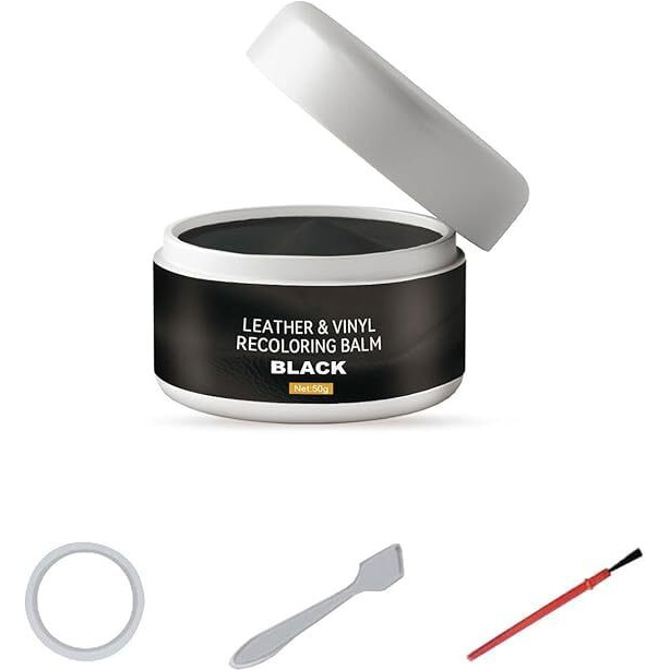 Kriq Leather Recoloring Balm - Black Kit For Furniture, Couch, Car Seats, Sofa - Restorer, Scratches And Faded Remover, Polish, Paint For Shoes, Purse, Bags