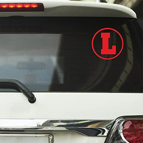 Cvanu L-Board Learning License Symbol Exterior Sticker & Decal Vinyl Graphic Red 14.5X14.5 (2 Pcs, Vinyl)