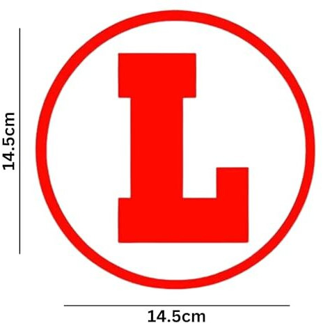 Cvanu L-Board Learning License Symbol Exterior Sticker & Decal Vinyl Graphic Red 14.5X14.5 (2 Pcs, Vinyl)