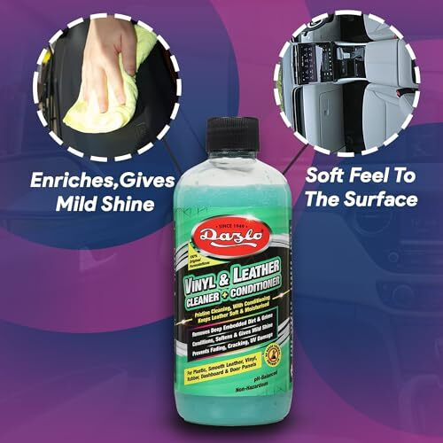 Dazlo Vinyl Leather Cleaner + Conditioner (300Ml) | 2-In-1 Formula | Gently Cleans, Shines, Protects Car Interiors, Dashboard, Seat, Doors, Plastic & Rubber Parts, Leather Rexine Jacket Sofa Handbag