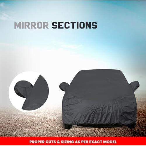 Kwid Dustproof Car Cover With Mirror Pockets, Grey Color, Taffeta Polyster,Triple Stitched, Compatible With Renaults Kwid Car Cover (2015 To 2020), Kwid Car Accessories