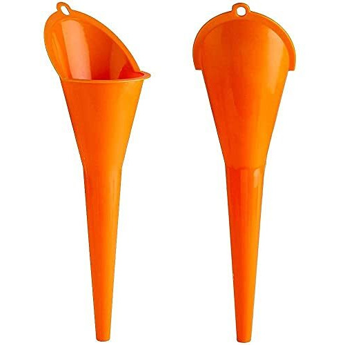 Aasons Multi-Function Plastic Long Neck Oil Funnel For Automotive Lubricants, Engine, Water, Diesel Fuel, Kerosene | Car/Motorcycle Crankcase Fill Filler (Pack Of 2)
