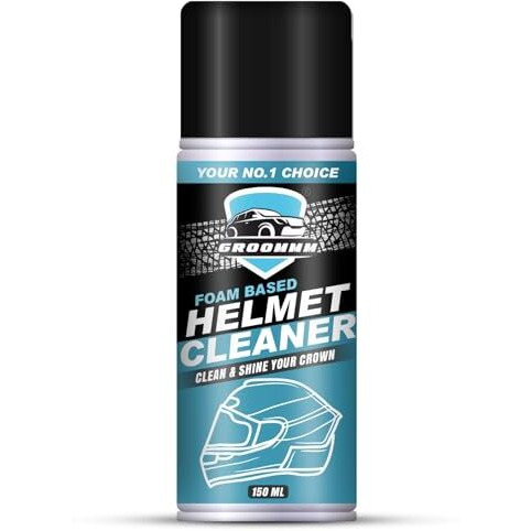 Groommm Helmet Cleaner 150Ml | Foaming Helmet Cleaner Spray | Anti-Bacterial Spray | Dirt Remover For Helmet Interior & Exterior | With Lemon Fragrance.