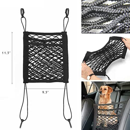 Sthira Car Mesh Organizer 3-Layer, Car Storage Net, Barrier Backseat Mesh Net For, Seat Back Net Bag, Driver Storage Netting Pouch, Automotive Seat Back Organizers With 4 Hooks (Fits Most Vehicles)
