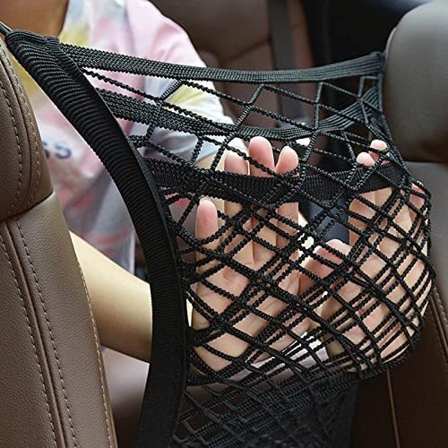 Sthira Car Mesh Organizer 3-Layer, Car Storage Net, Barrier Backseat Mesh Net For, Seat Back Net Bag, Driver Storage Netting Pouch, Automotive Seat Back Organizers With 4 Hooks (Fits Most Vehicles)