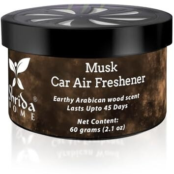 Shrida Naturals Musk Car Air Freshener Gel Pack Of 1 (60G) | Long-Lasting Organic Car Perfume & Odor Remover | Natural Car Fragrance Diffuser For Dashboard & Vents | Premium Car Freshener
