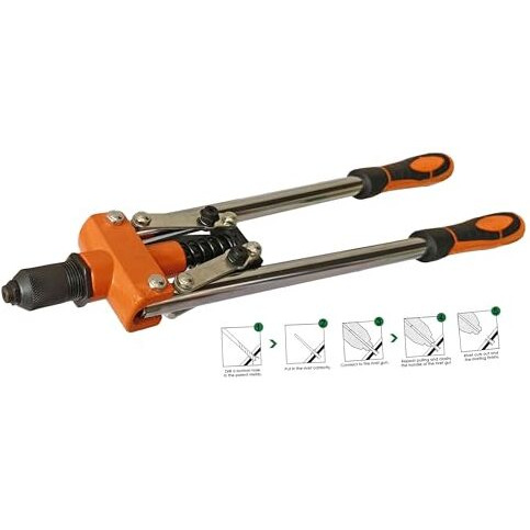 Inditrust 18 Inch (450Mm) Hand Riveter Gun, Riveting Tool Fast Hitting Rivet Gun With 30 Rivets And Gloves
