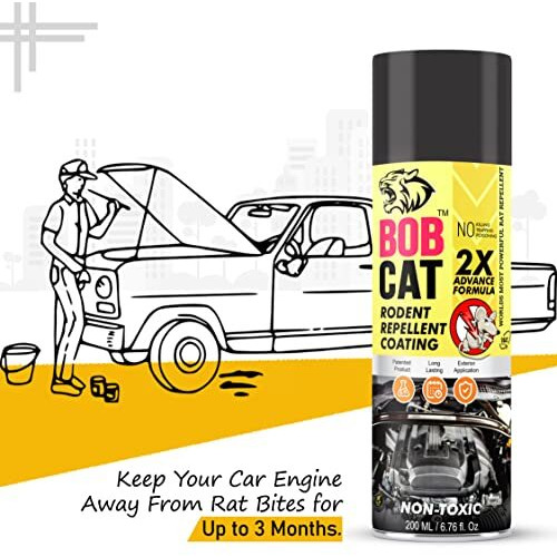Shadow Securitronics Bob Cat Highly Effective No Entry Rat Repellent Spray For Cars|Non- Toxic Rat Repeal Spray |2X Advance Formula |No Entry For Rats In Vehicles| Pack Of 1 (200 Ml)