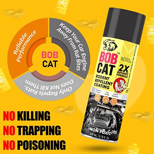 Shadow Securitronics Bob Cat Highly Effective No Entry Rat Repellent Spray For Cars|Non- Toxic Rat Repeal Spray |2X Advance Formula |No Entry For Rats In Vehicles| Pack Of 1 (200 Ml)