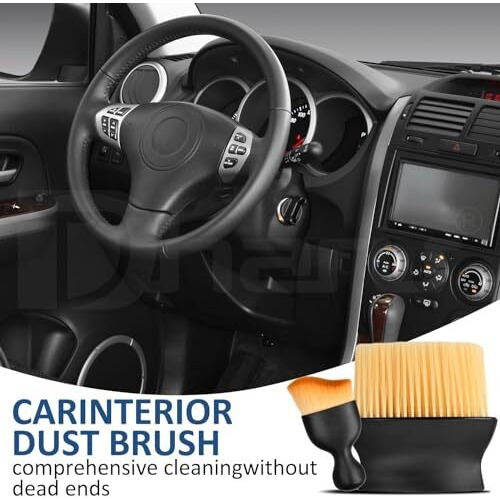 Dharu 2 Pcs Combo Auto Interior Dust Brush|Car Cleaning Brush Duster|Soft Bristles Detailing Brush Dusting Tool For Dashboard|Air Conditioner Vents, Leather,Dashboard,Scratch Free