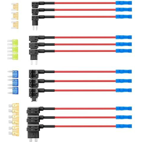 Sthira 12-Pack 12V Add-A-Circuit Car Fuse Set Kit With Dual-Slot Holder For Standard, Mini, Micro2, Low-Profile Blade Car Fuses Easy Installation & Versatile Use For Cars, Suvs, Motorcycles & More