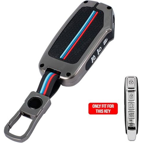 Coll Of Fest Metal Silicon Key Cover Compatible With Kia Seltos 2024 2023 Facelift Htx | Carens X Line | Sonet Facelift 4 Button Smart Key Special Feature Visibility In Low-Light Condition