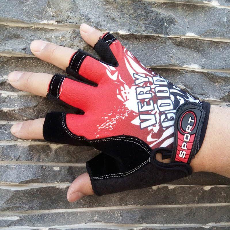 Alexvyan 1 Pair Gloves Outdoor Protective Half Finger Hand Riding, Cycling, Bike Motorcycle Gym Gloves For Men Boy (Red)