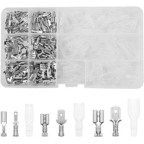 Serplex 270Pcs Terminal Connectors Kit Assorted Sized Electrical Wire Connectors 2.8Mm/4.8Mm/6.3Mm Paired Male & Female Spade Spade Connectors Wire Crimp Terminal Blocks With Insulating Sleeves