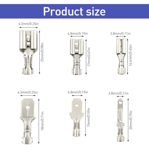 Serplex 270Pcs Terminal Connectors Kit Assorted Sized Electrical Wire Connectors 2.8Mm/4.8Mm/6.3Mm Paired Male & Female Spade Spade Connectors Wire Crimp Terminal Blocks With Insulating Sleeves